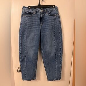High Waisted Barrel Ankle Jeans